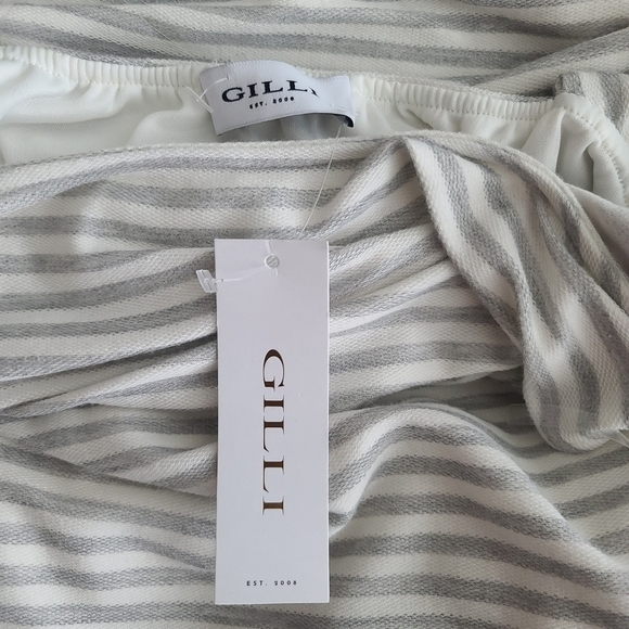 NWT Soft Flowy Dress Preppy Comfy Sz Large Striped Spring Cutout Cream Summer - Picture 7 of 10